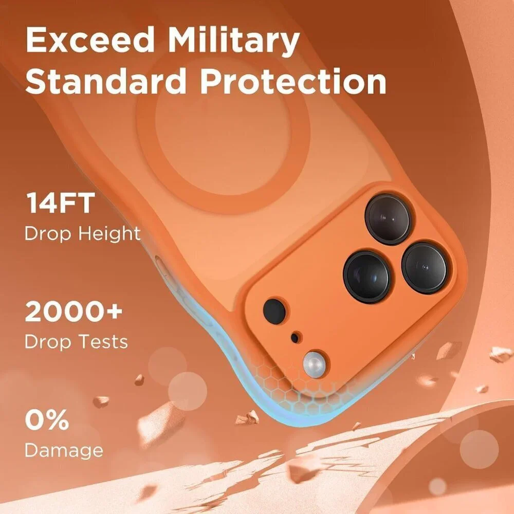 Women Cosmic Orange Iphone 17 Pro Max Case Full Camera Protection Mag Safe